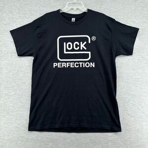 Glock Perfection T-Shirt Men's Large Black Graphic Tee Short Sleeve Heavy Cotton